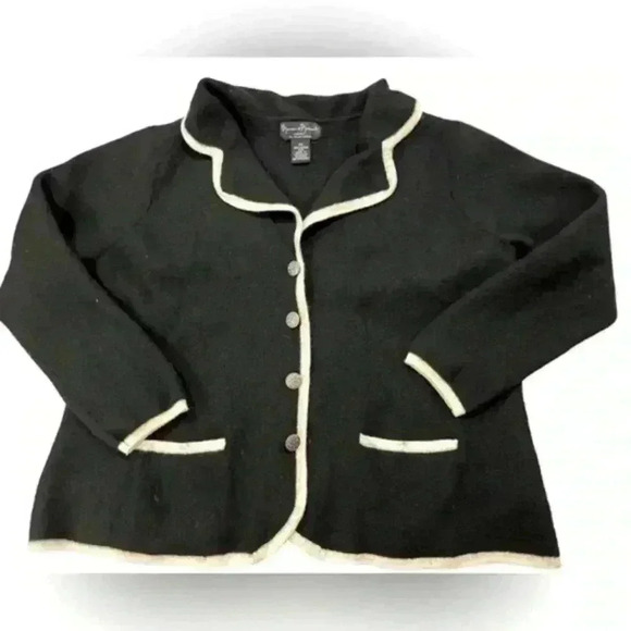 mercer & madison Sweaters - Mercer & Madison 100% Italian Merino Wool Black Cardigan Size 3X